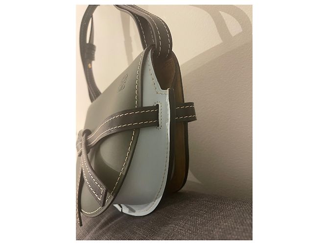Borsa a mano Loewe Gate in agnello blu e verde - vista 5