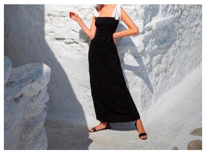 Autre Marque Etoile Coral Sophia Maxikleid aus schwarzer Baumwolle - Ansicht 5