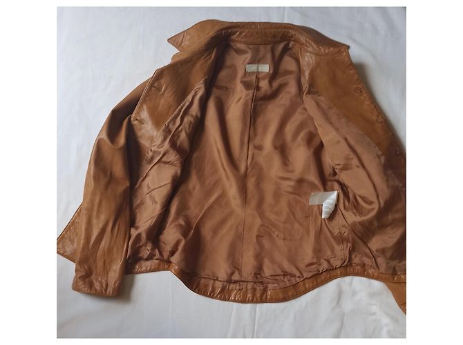Massimo Dutti Lederjacke Camel Größe 42 - Ansicht 4