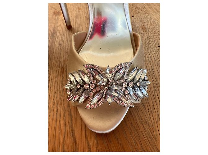 Badgley Mischka Décolleté in raso di strass Beige - vista 4