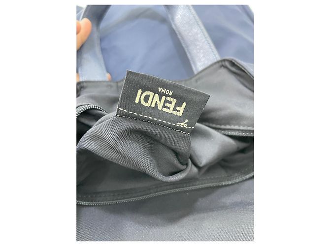Borsa tote Fendi Monster Eye blu in tela - vista 4