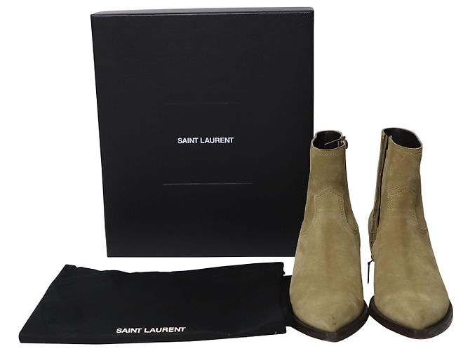 Bottines Saint Laurent Lukas en Daim Gris - vue 10