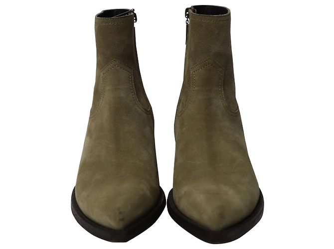Bottines Saint Laurent Lukas en Daim Gris - vue 2