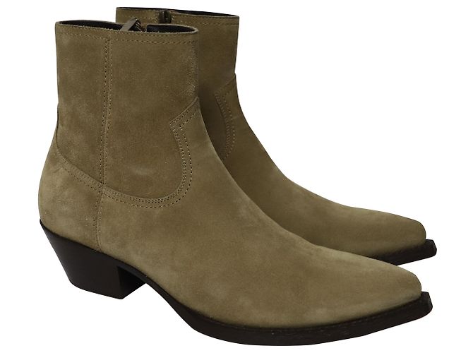 Bottines Saint Laurent Lukas en Daim Gris - vue 3