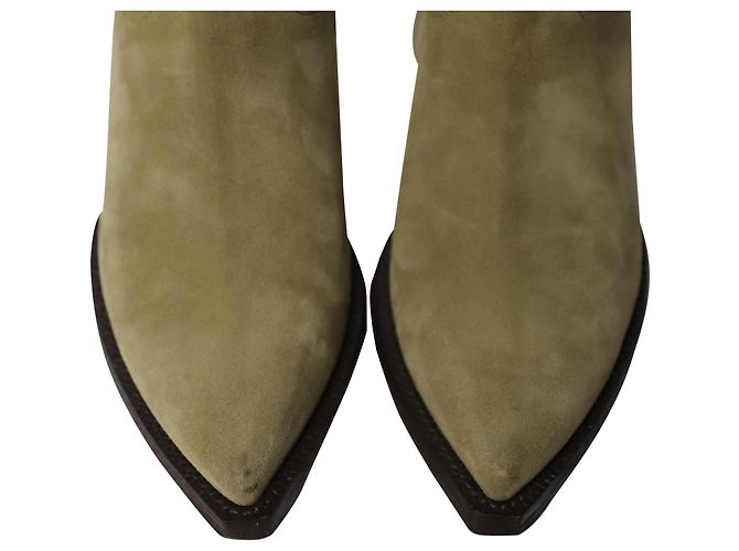 Bottines Saint Laurent Lukas en Daim Gris - vue 6