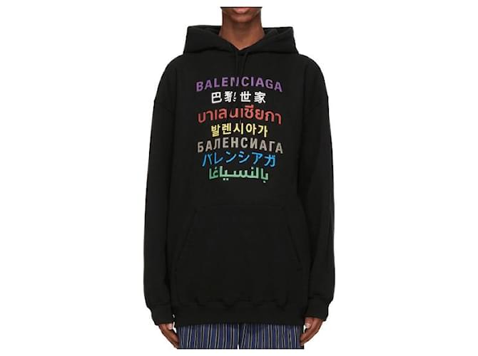 Balenciaga - Sweat ?� capuche noir Languages Medium FE Coton ref.522284 - Joli Closet
