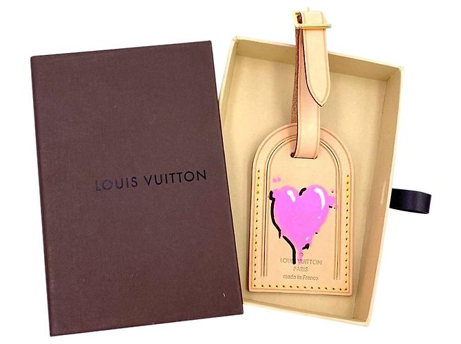Louis Vuitton-Gepäckanhänger mit rosa Herzen Gelb - Ansicht 2