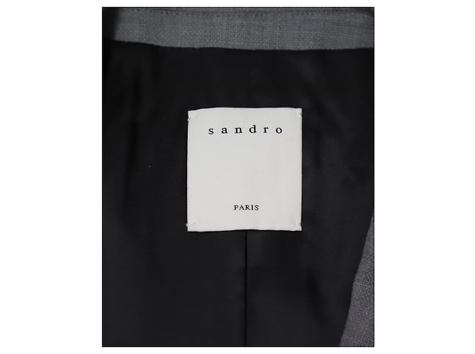 Sandro Single Breasted Blazer in Grey Wool - view 4