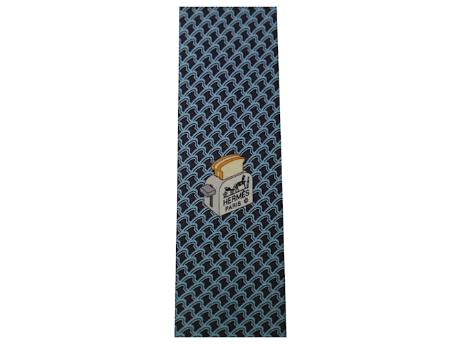 Hermès Corbata con Estampado de Tostadora Hermes en Seda Multicolor - vista 6