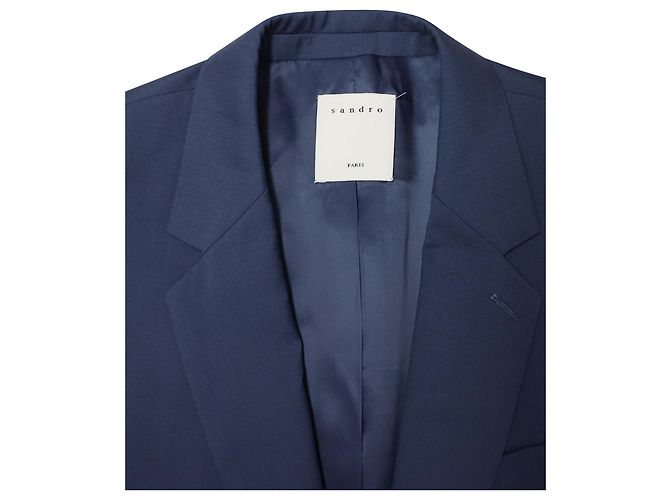 Sandro Classico Super 110 Giacca Da Abito In Lana Blu - vista 3