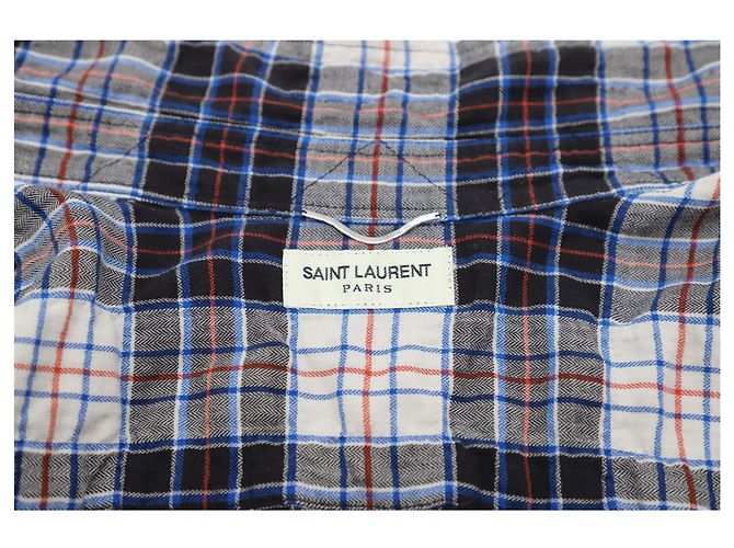 Ärmelloses Hemd mit Karomuster von Saint Laurent aus mehrfarbiger Baumwolle in Distressed-Optik - Ansicht 2