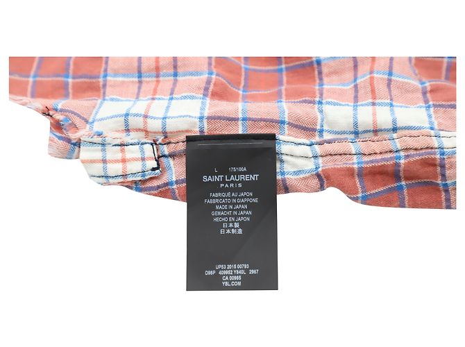 Ärmelloses Hemd mit Karomuster von Saint Laurent aus mehrfarbiger Baumwolle in Distressed-Optik - Ansicht 3