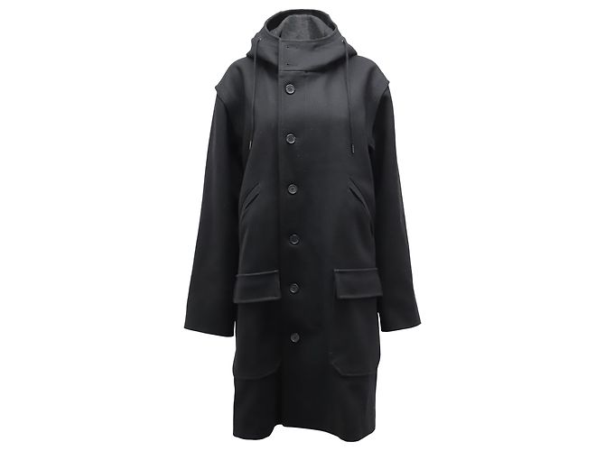Sandro Procession Parka aus schwarzer Wolle - Ansicht 2