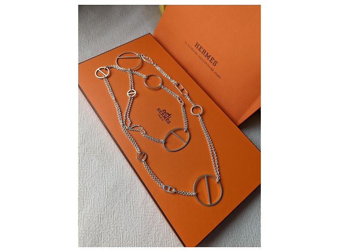 Hermès Collana Lunga Ever Chaine D'Ancre Enchainee Argento 925 box Silver hardware - vista 11