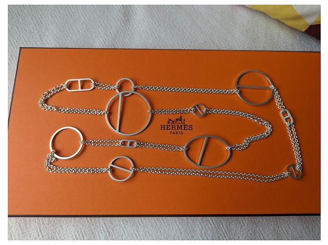 Hermès Collana Lunga Ever Chaine D'Ancre Enchainee Argento 925 box Silver hardware - vista 3