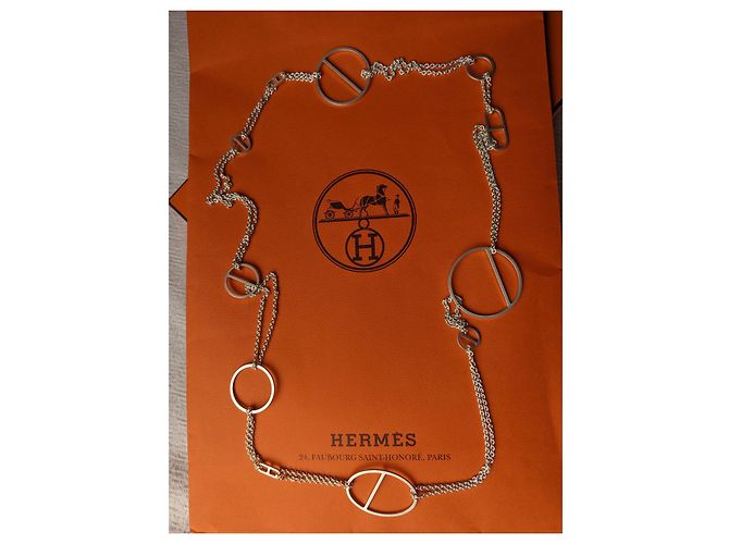Hermès Collana Lunga Ever Chaine D'Ancre Enchainee Argento 925 box Silver hardware - vista 7