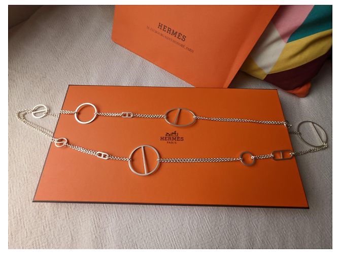 Hermès Collana Lunga Ever Chaine D'Ancre Enchainee Argento 925 box Silver hardware - vista 9