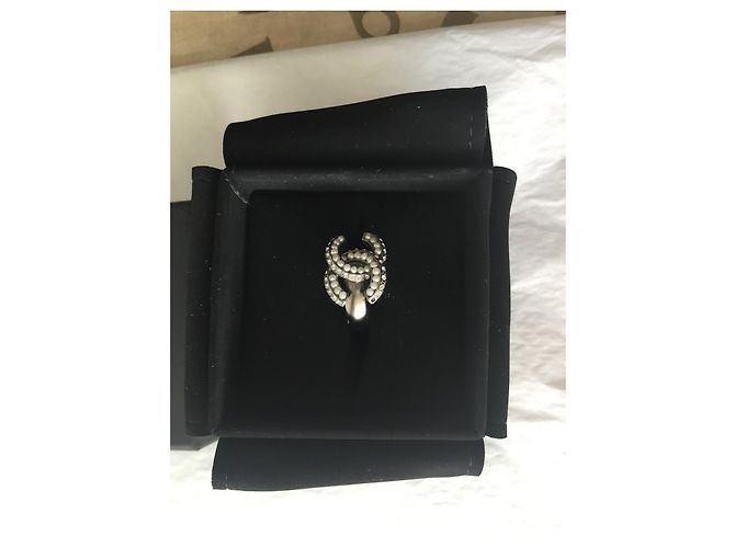Chanel CC Ring mit Perlenbesatz silberfarben - Ansicht 5