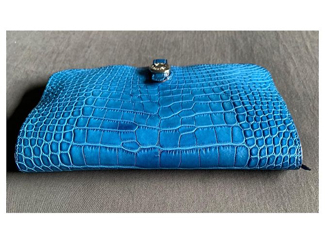 Hermès Cartera de piel de cocodrilo Dogon Azul - vista 10