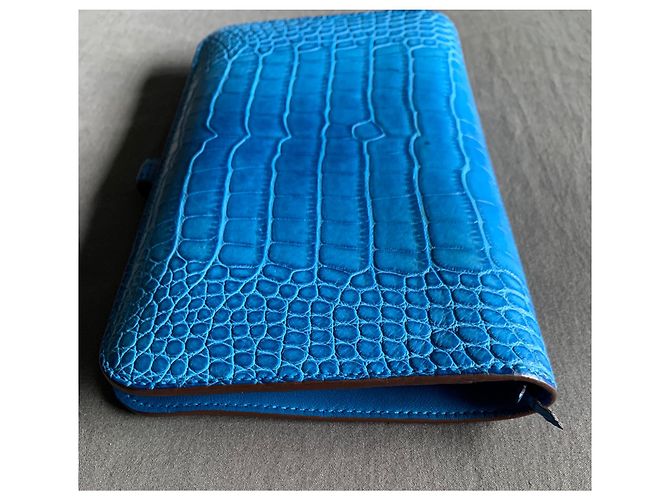 Hermès Cartera de piel de cocodrilo Dogon Azul - vista 11