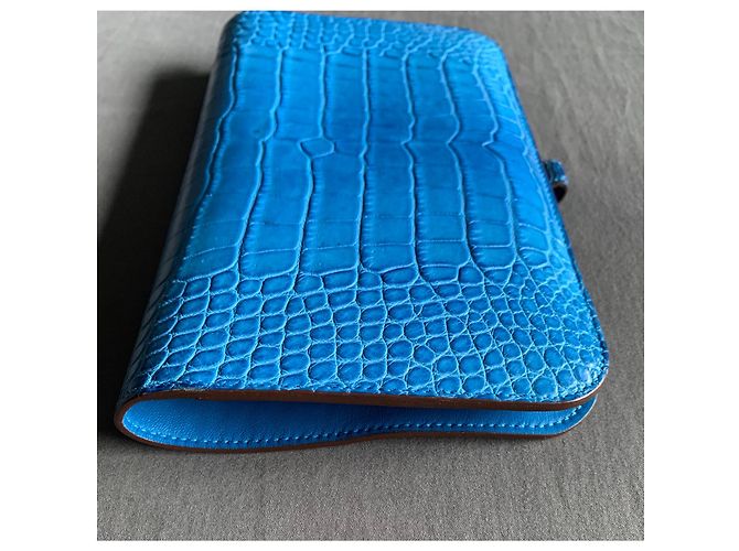 Hermès Cartera de piel de cocodrilo Dogon Azul - vista 12