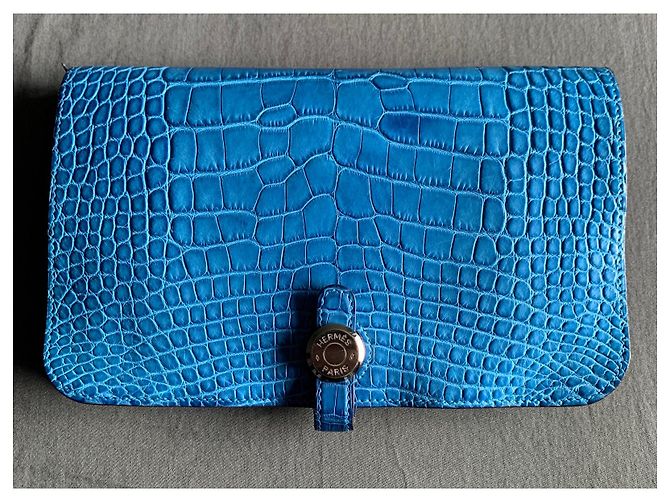 Hermès Cartera de piel de cocodrilo Dogon Azul - vista 2