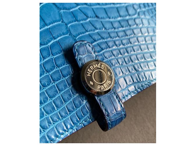 Hermès Cartera de piel de cocodrilo Dogon Azul - vista 3