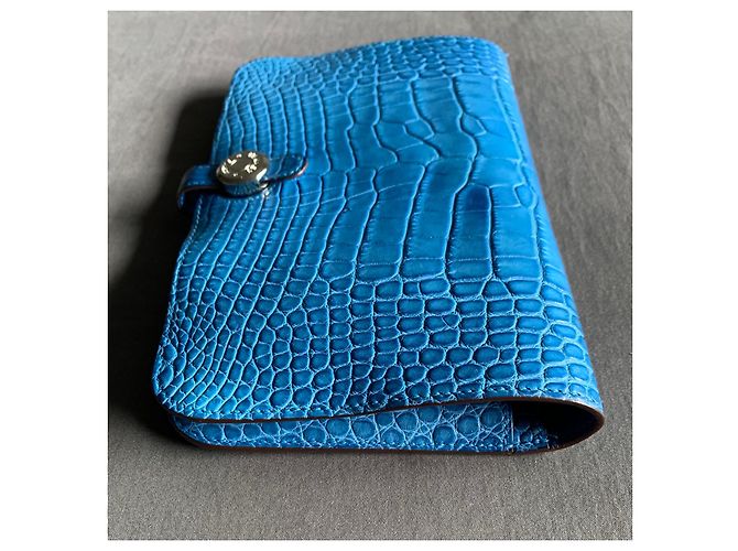 Hermès Cartera de piel de cocodrilo Dogon Azul - vista 6