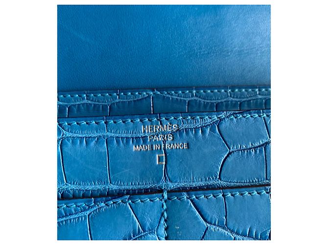 Hermès Cartera de piel de cocodrilo Dogon Azul - vista 8