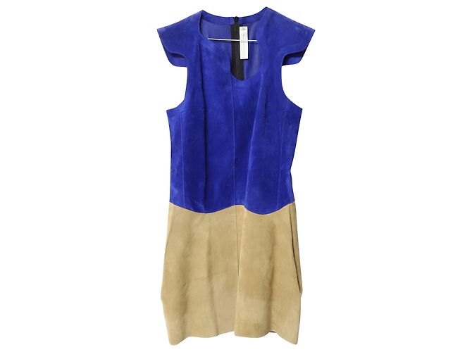Mini abito Victoria Beckham con pannelli in pelle scamosciata multicolor Stampa python - vista 4
