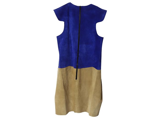 Mini abito Victoria Beckham con pannelli in pelle scamosciata multicolor Stampa python - vista 5