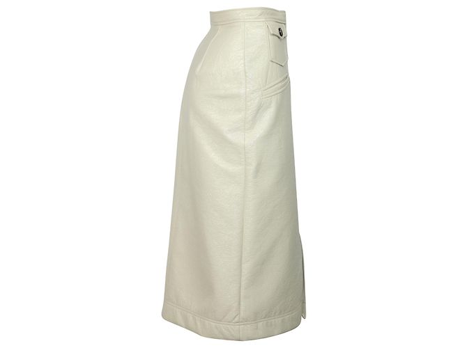 Autre Marque Falda Lápiz Midi Alexa Chung en PVC Blanco Crema Crudo - vista 2