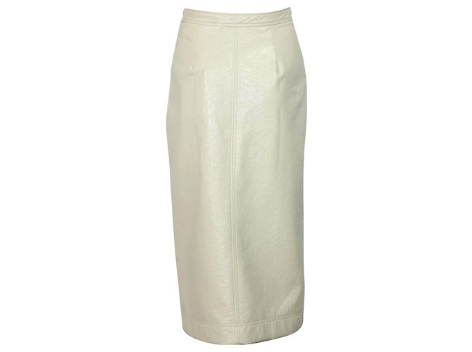 Autre Marque Falda Lápiz Midi Alexa Chung en PVC Blanco Crema Crudo - vista 3