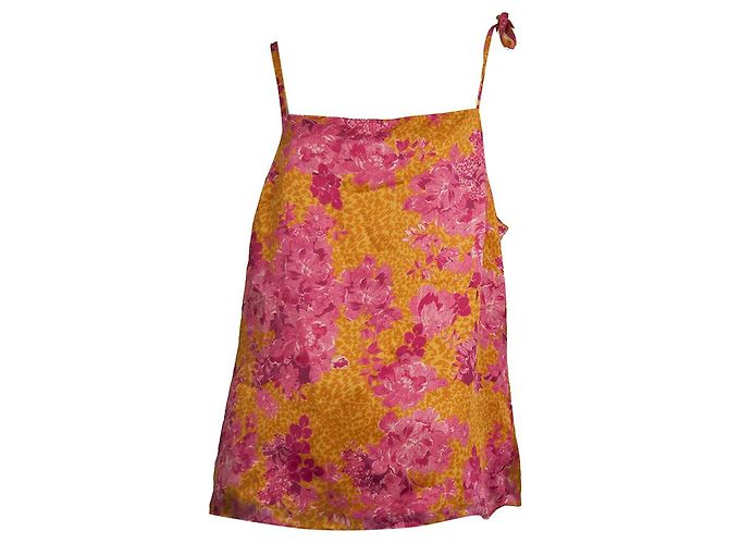 Ted Baker – Fuchsia Senffarbenes, ärmelloses Camisole-Blusenoberteil mit Blumenmuster – Größe 3 Mehrfarben - Ansicht 2