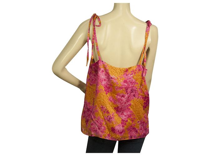 Ted Baker – Fuchsia Senffarbenes, ärmelloses Camisole-Blusenoberteil mit Blumenmuster – Größe 3 Mehrfarben - Ansicht 3