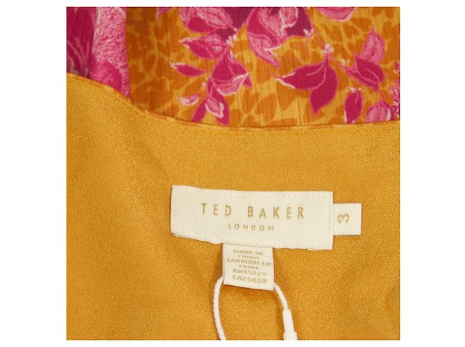 Ted Baker – Fuchsia Senffarbenes, ärmelloses Camisole-Blusenoberteil mit Blumenmuster – Größe 3 Mehrfarben - Ansicht 4