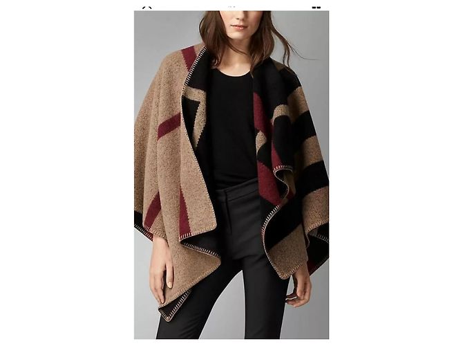 Poncho Cape Burberry Check Wolle und koschere Decke - Ansicht 12