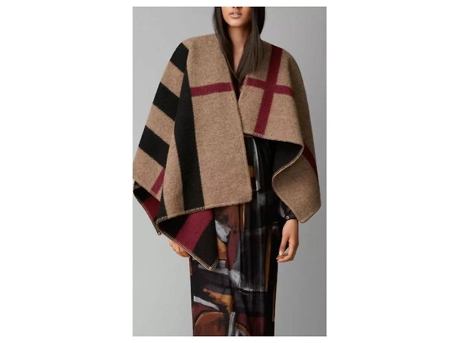 Poncho Cape Burberry Check Wolle und koschere Decke - Ansicht 13