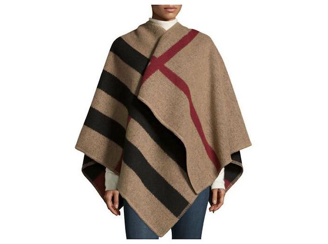 Poncho Cape Burberry Check Wolle und koschere Decke - Ansicht 2