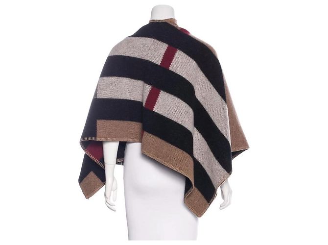 Poncho Cape Burberry Check Wolle und koschere Decke - Ansicht 3