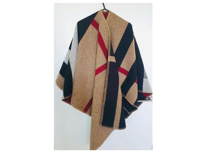 Poncho Cape Burberry Check Wolle und koschere Decke - Ansicht 5