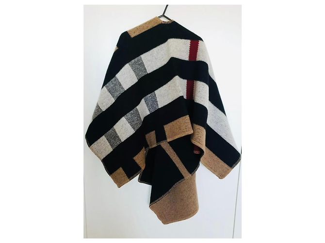 Poncho Cape Burberry Check Wolle und koschere Decke - Ansicht 9
