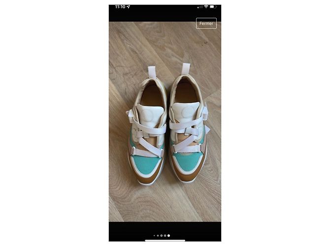 Chloé Sonny Sneaker braun weiß türkis Stoff - Ansicht 12