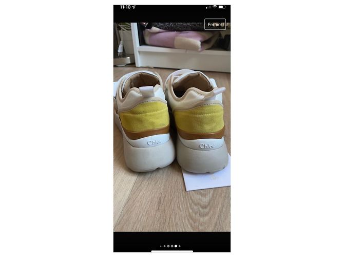 Chloé Sonny Sneaker braun weiß türkis Stoff - Ansicht 13