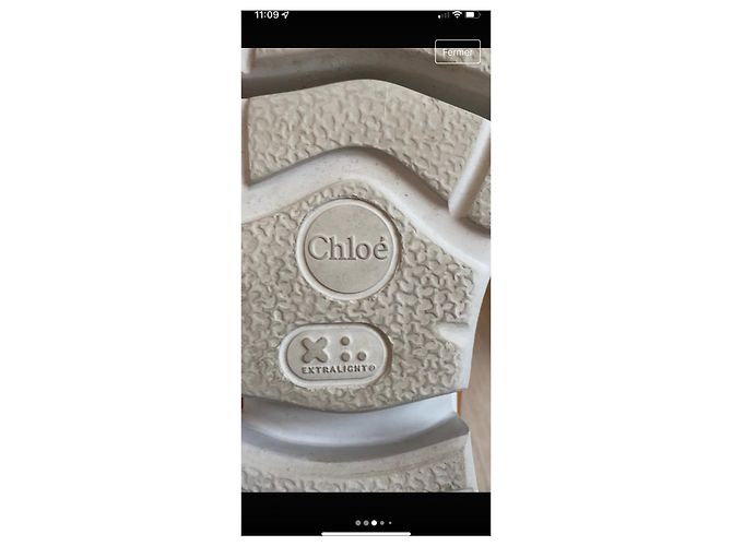 Chloé Sonny Sneaker braun weiß türkis Stoff - Ansicht 3