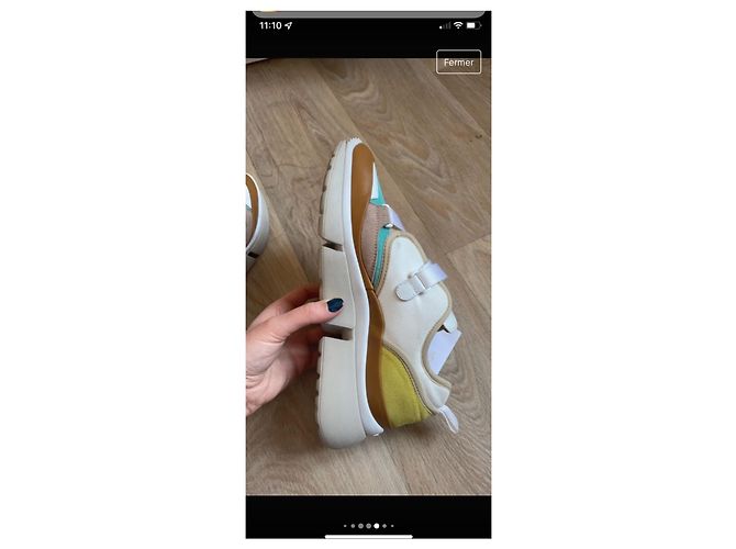 Chloé Sonny Sneaker braun weiß türkis Stoff - Ansicht 9