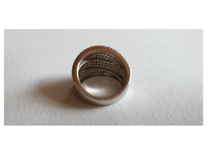 Autre Marque Anello in argento e diamanti t 52 Nero - vista 4