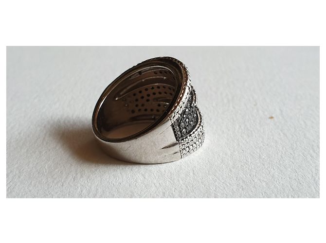 Autre Marque Anello in argento e diamanti t 52 Nero - vista 8