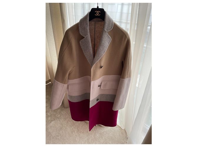 Max Mara Wollmantel Colorblock Camel Rosa Bordeaux Mehrfarben - Ansicht 2