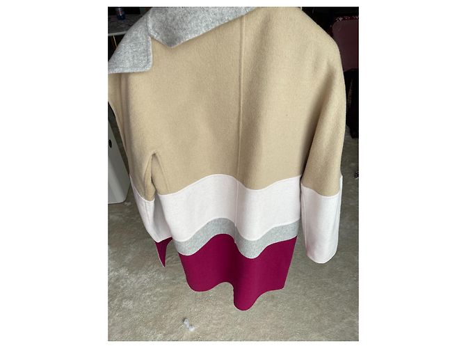 Max Mara Wollmantel Colorblock Camel Rosa Bordeaux Mehrfarben - Ansicht 3